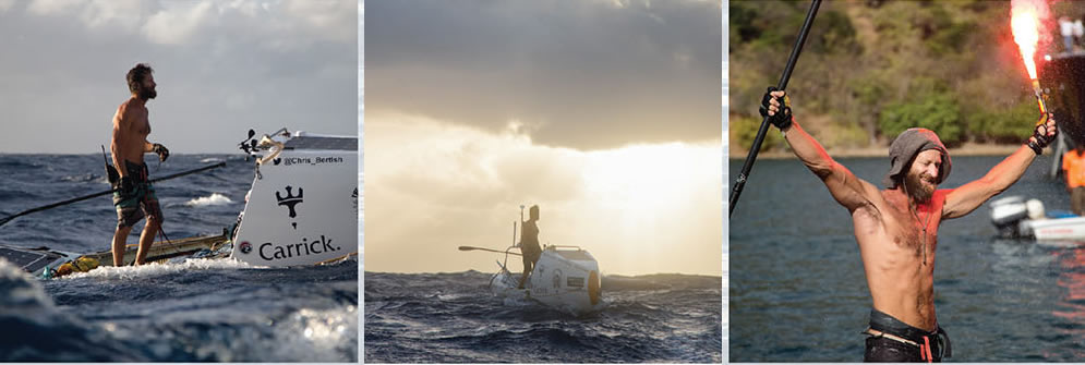 Three images of Chris bertish on his World Record Journey across the atlantic in support of Signature of Hope Trust Three images of Chris bertish on his World Record Journey across the atlantic in support of Signature of Hope